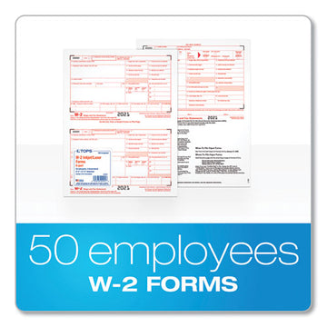 TOPS™ W-2 Tax Forms, Six-part Carbonless, 5.5 X 8.5, 2-page, (50) W-2s And (1) W-3 freeshipping - TVN Wholesale